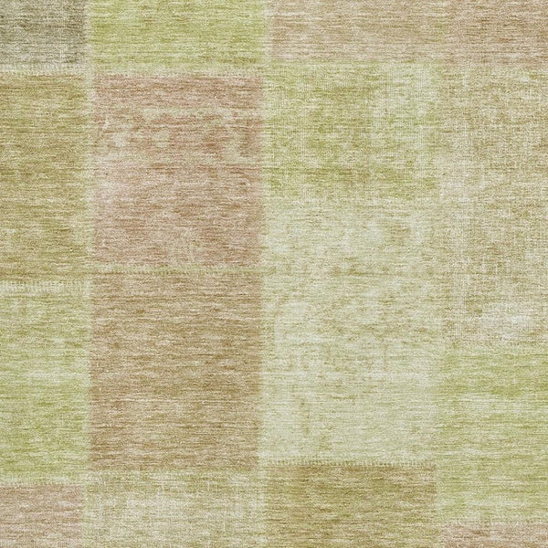 HomeRoots 8' X 10' Artichoke Green & Khaki Patchwork Rug - Stylish, Washable, UV-Protected for Everyday Use 655214