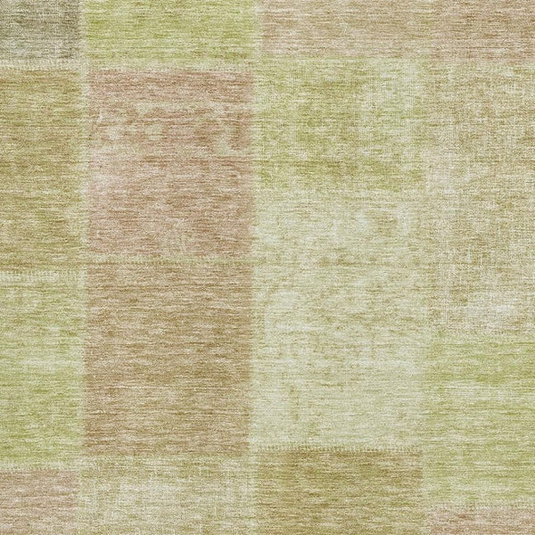 HomeRoots 8' X 10' Artichoke Green & Khaki Patchwork Rug - Stylish, Washable, UV-Protected for Everyday Use 655214