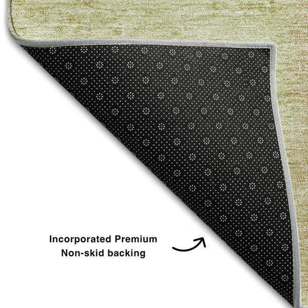 HomeRoots 9' Artichoke Green & Khaki Patchwork Washable Area Rug with UV Protection for High-Traffic Spaces 655215