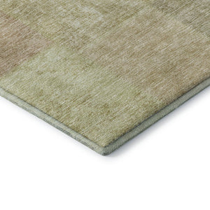 HomeRoots 9' Artichoke Green & Khaki Patchwork Washable Area Rug with UV Protection for High-Traffic Spaces 655215