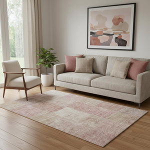 HomeRoots 5' X 8' Blush and Beige Patchwork Area Rug - Stylish, Stain-Resistant, UV Protected for Everyday Use 655218