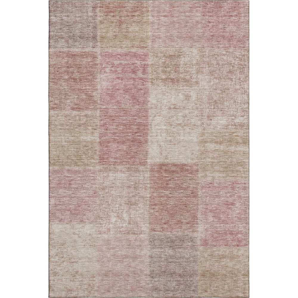 HomeRoots 9' X 12' Blush and Beige Washable Area Rug - Stylish, Durable Patchwork with UV Protection for Homes 655221