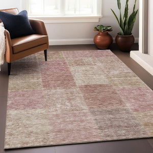 HomeRoots 9' X 12' Blush and Beige Washable Area Rug - Stylish, Durable Patchwork with UV Protection for Homes 655221