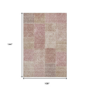 HomeRoots 9' X 12' Blush and Beige Washable Area Rug - Stylish, Durable Patchwork with UV Protection for Homes 655221