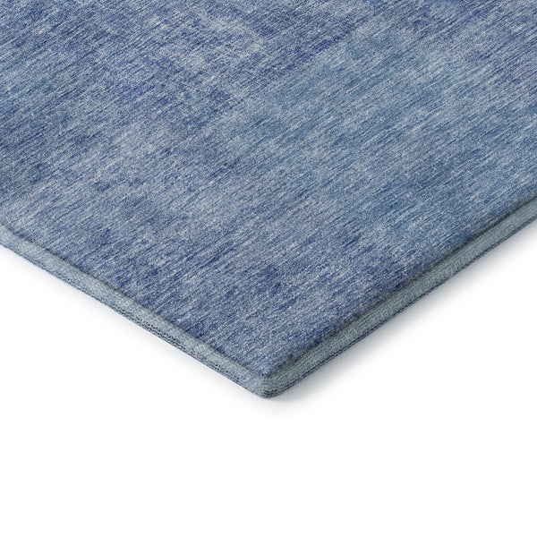 HomeRoots 8' Denim Blue & Ivory Patchwork Round Rug - Washable, UV Protected, Durable for High-Traffic Areas 655225