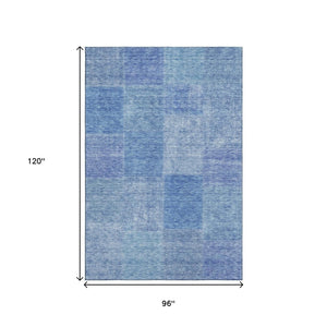 HomeRoots 8' X 10' Denim Blue & Ivory Patchwork Area Rug - Washable, Stain-Resistant, UV Protected & Cozy! 655226