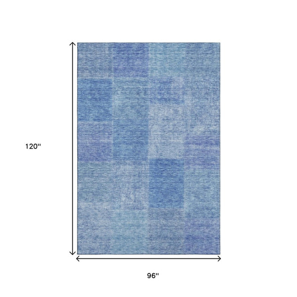 HomeRoots 8' X 10' Denim Blue & Ivory Patchwork Area Rug - Washable, Stain-Resistant, UV Protected & Cozy! 655226