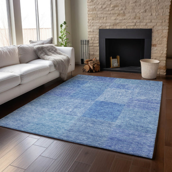 HomeRoots 8' X 10' Denim Blue & Ivory Patchwork Area Rug - Washable, Stain-Resistant, UV Protected & Cozy! 655226