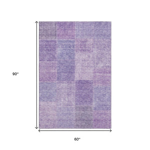 HomeRoots 5' X 8' Lavender & Purple Patchwork Area Rug - Durable, Washable, UV-Protected for High-Traffic Spaces 655230