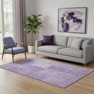 HomeRoots 5' X 8' Lavender & Purple Patchwork Area Rug - Durable, Washable, UV-Protected for High-Traffic Spaces 655230