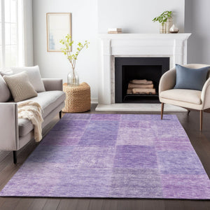HomeRoots 5' X 8' Lavender & Purple Patchwork Area Rug - Durable, Washable, UV-Protected for High-Traffic Spaces 655230