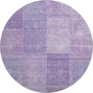 HomeRoots 8' Lavender and Purple Patchwork Round Rug - Washable, UV-Protected, Soft, Durable for High-Traffic Areas 655231