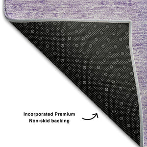 HomeRoots 8' Lavender and Purple Patchwork Round Rug - Washable, UV-Protected, Soft, Durable for High-Traffic Areas 655231