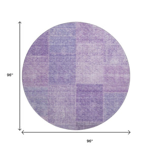 HomeRoots 8' Lavender and Purple Patchwork Round Rug - Washable, UV-Protected, Soft, Durable for High-Traffic Areas 655231