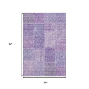 HomeRoots 8' X 10' Elegant Lavender & Purple Patchwork Area Rug - Washable, UV Protected, Stain Resistant Design 655232