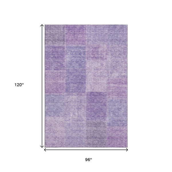 HomeRoots 8' X 10' Elegant Lavender & Purple Patchwork Area Rug - Washable, UV Protected, Stain Resistant Design 655232