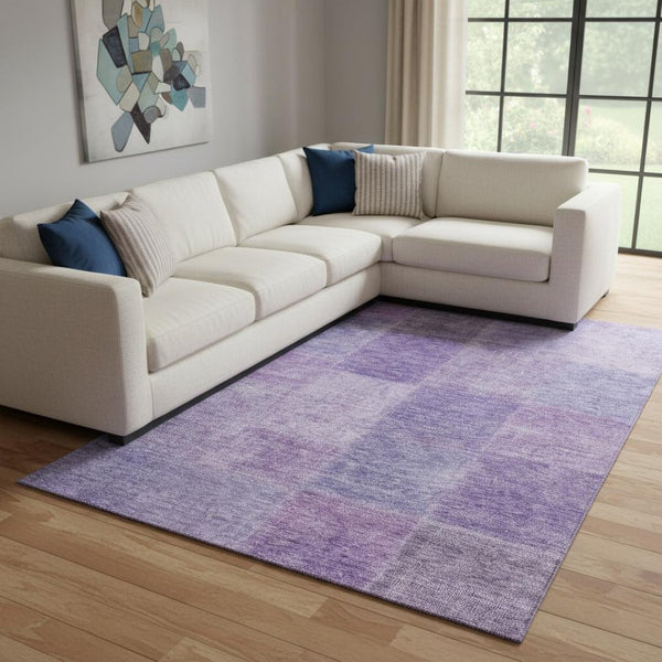 HomeRoots 8' X 10' Elegant Lavender & Purple Patchwork Area Rug - Washable, UV Protected, Stain Resistant Design 655232