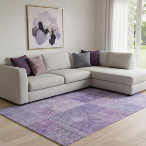 HomeRoots 9' X 12' Lavender & Purple Washable Patchwork Area Rug with UV Protection for Stylish Living Spaces 655233