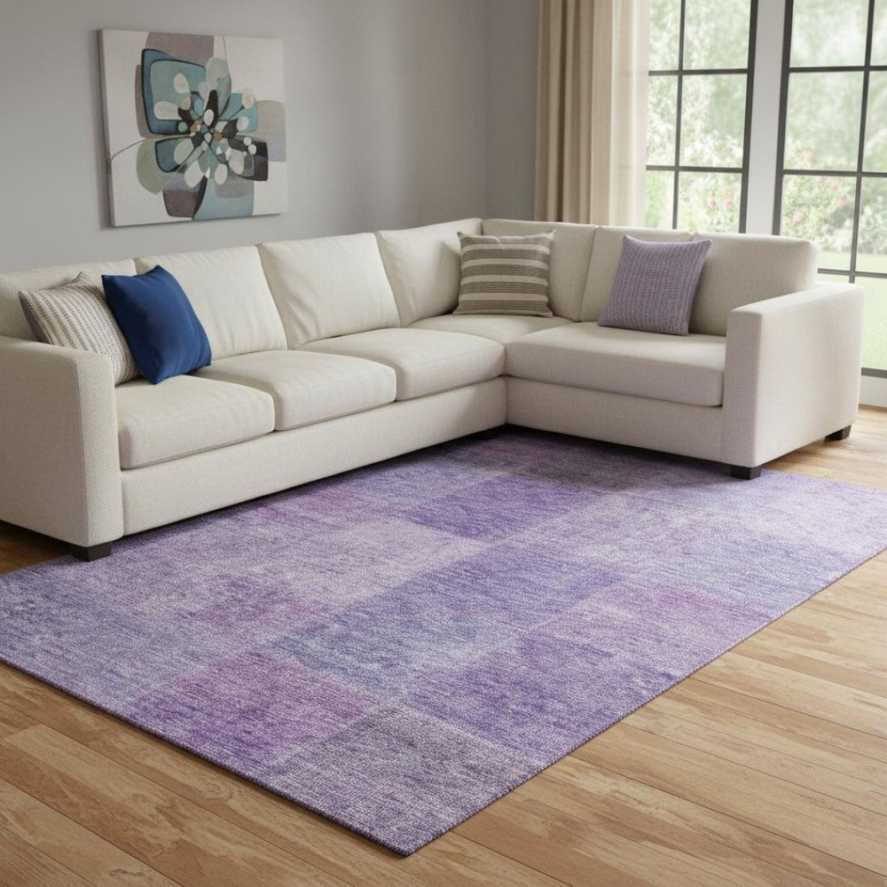 HomeRoots 10' X 14' Washable Lavender & Purple Patchwork Area Rug with UV Protection for Kid & Pet Friendly Spaces 655234