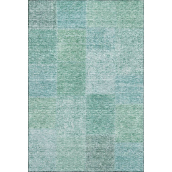 HomeRoots 5' X 8' Teal and Ivory Patchwork Area Rug - Washable, UV-Protected, Durable for High-Traffic Spaces 655236