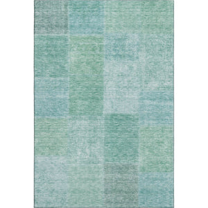 HomeRoots 9' X 12' Teal & Ivory Patchwork Area Rug - Durable, Washable, UV-Protected for Stylish Spaces! 655239