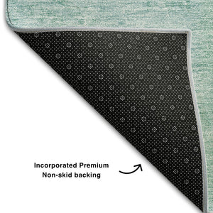 HomeRoots 9' X 12' Teal & Ivory Patchwork Area Rug - Durable, Washable, UV-Protected for Stylish Spaces! 655239