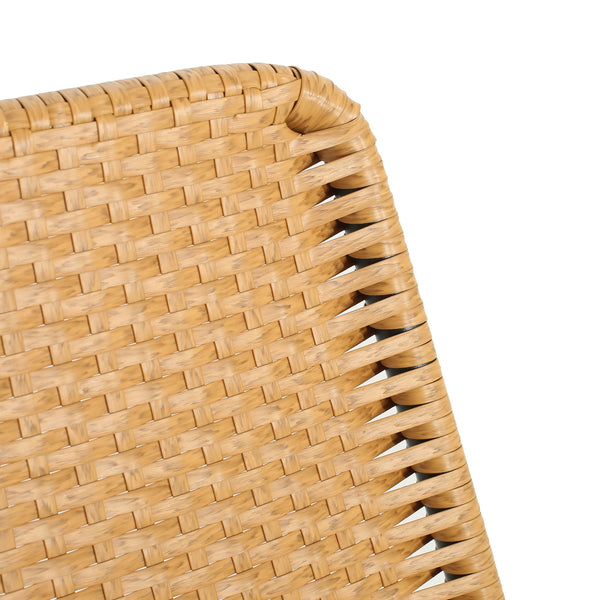 English Elm Christopher Knight Home® - Outdoor 5-Piece Patio Dining Set with PE Rattan Chairs & Acacia Wood Table on Iron Legs, Durable Comfort Light Brown N779P201261L-2_N779P251402T