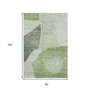 HomeRoots 8' X 10' Artichoke Green & Ivory Abstract Area Rug - Washable, UV Protected, Durable for Homes 655244