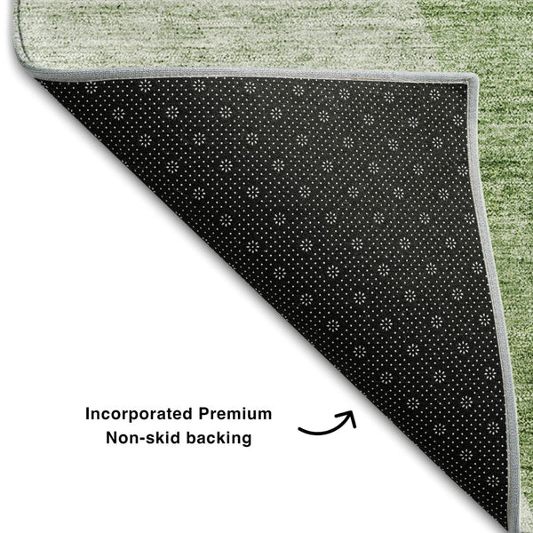 HomeRoots 8' X 10' Artichoke Green & Ivory Abstract Area Rug - Washable, UV Protected, Durable for Homes 655244