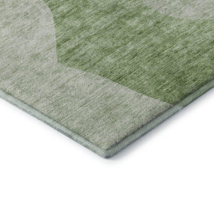 HomeRoots 8' X 10' Artichoke Green & Ivory Abstract Area Rug - Washable, UV Protected, Durable for Homes 655244