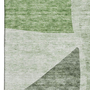 HomeRoots 9' X 12' Artichoke Green Abstract Washable Area Rug with UV Protection for Kid & Pet-Friendly Homes 655245