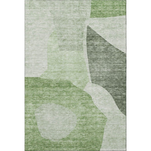HomeRoots 9' X 12' Artichoke Green Abstract Washable Area Rug with UV Protection for Kid & Pet-Friendly Homes 655245