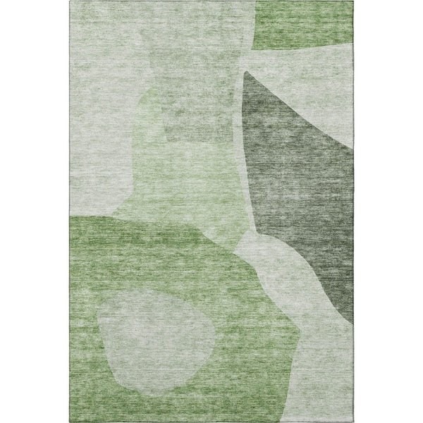 HomeRoots 9' X 12' Artichoke Green Abstract Washable Area Rug with UV Protection for Kid & Pet-Friendly Homes 655245