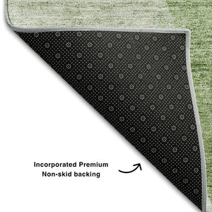 HomeRoots 10' Artichoke Green & Ivory Abstract Washable Area Rug - Durable, UV-Protected, Stylish Design for Homes 655246