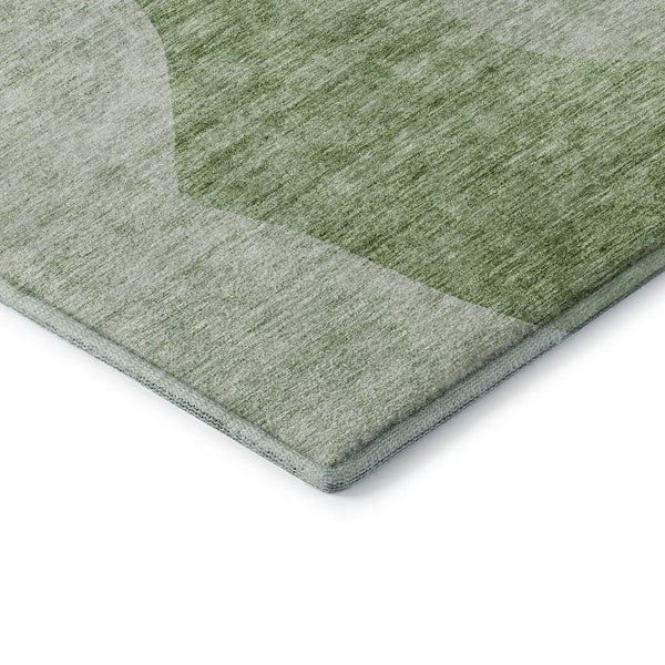 HomeRoots 10' Artichoke Green & Ivory Abstract Washable Area Rug - Durable, UV-Protected, Stylish Design for Homes 655246