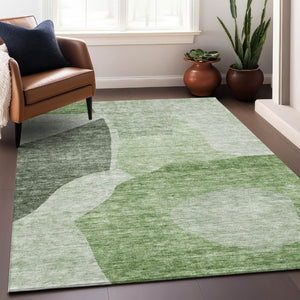 HomeRoots 10' Artichoke Green & Ivory Abstract Washable Area Rug - Durable, UV-Protected, Stylish Design for Homes 655246