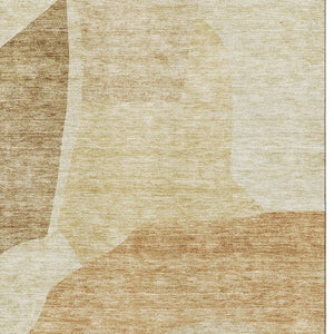 HomeRoots 5' X 8' Beige and Orange Abstract Washable Area Rug - Durable, Stylish, Pet-Friendly Design for Any Room 655248