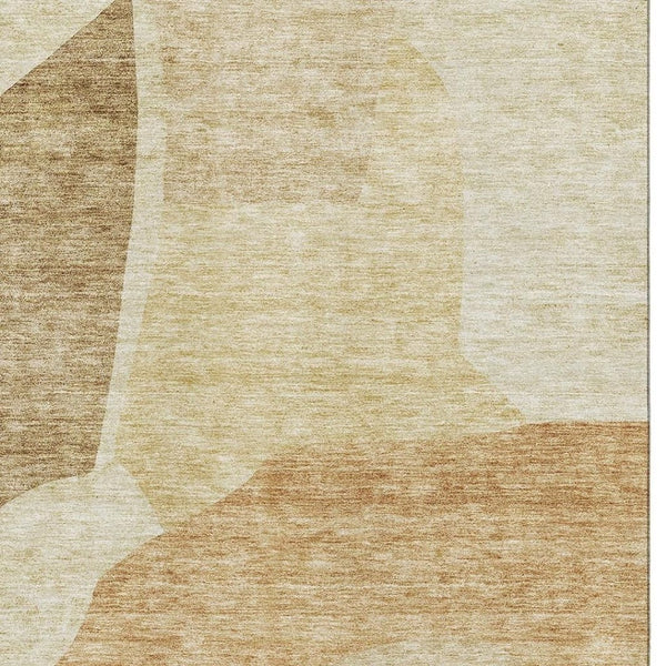 HomeRoots 5' X 8' Beige and Orange Abstract Washable Area Rug - Durable, Stylish, Pet-Friendly Design for Any Room 655248