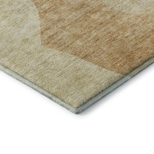 HomeRoots 5' X 8' Beige and Orange Abstract Washable Area Rug - Durable, Stylish, Pet-Friendly Design for Any Room 655248