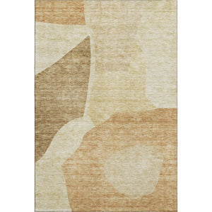 HomeRoots 8' X 10' Washable Beige and Orange Abstract Area Rug with UV Protection for High-Traffic Homes 655250