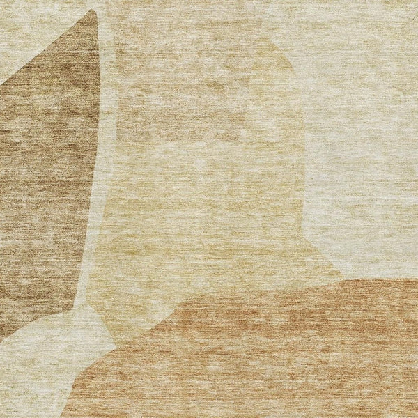 HomeRoots 8' X 10' Washable Beige and Orange Abstract Area Rug with UV Protection for High-Traffic Homes 655250