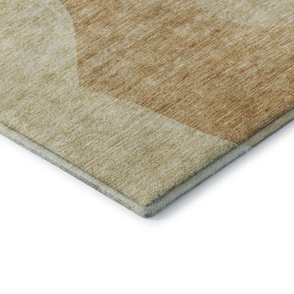HomeRoots 8' X 10' Washable Beige and Orange Abstract Area Rug with UV Protection for High-Traffic Homes 655250
