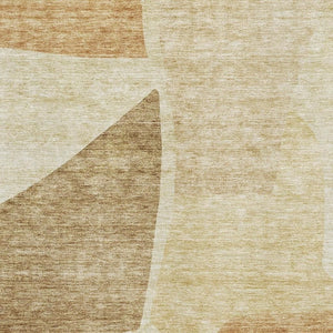 HomeRoots 8' X 10' Washable Beige and Orange Abstract Area Rug with UV Protection for High-Traffic Homes 655250