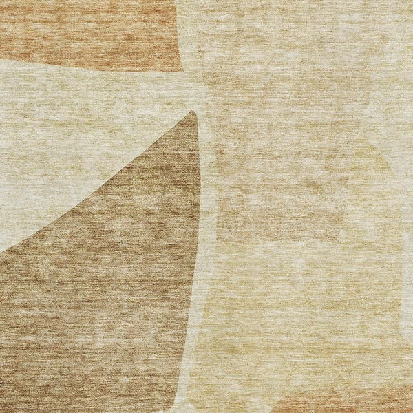 HomeRoots 8' X 10' Washable Beige and Orange Abstract Area Rug with UV Protection for High-Traffic Homes 655250