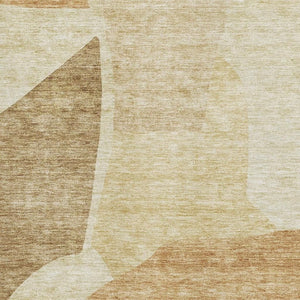 HomeRoots 9' X 12' Beige and Orange Abstract Washable Area Rug - Durable, UV-Protected, Perfect for High-Traffic Spaces 655251