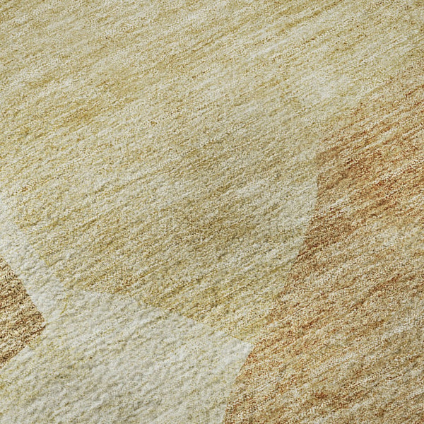 HomeRoots 9' X 12' Beige and Orange Abstract Washable Area Rug - Durable, UV-Protected, Perfect for High-Traffic Spaces 655251