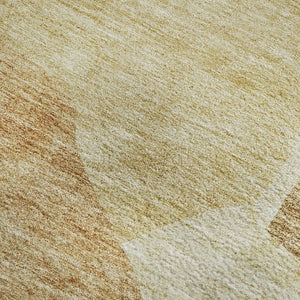 HomeRoots 9' X 12' Beige and Orange Abstract Washable Area Rug - Durable, UV-Protected, Perfect for High-Traffic Spaces 655251