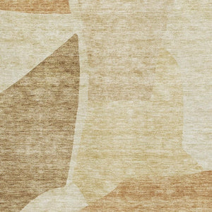 HomeRoots 10' X 14' Beige and Orange Abstract Area Rug – Washable, UV-Protected, Durable for Homes with Kids & Pets 655252