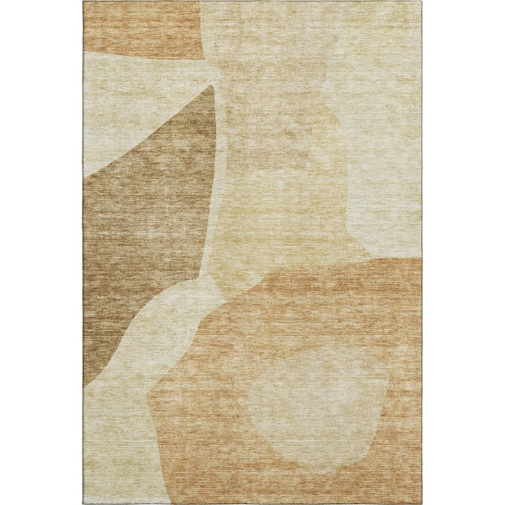 HomeRoots 10' X 14' Beige and Orange Abstract Area Rug – Washable, UV-Protected, Durable for Homes with Kids & Pets 655252