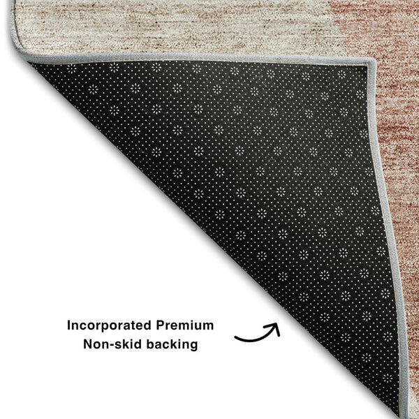 HomeRoots 8' Blush and Plum Abstract Round Rug - Washable, UV Protected, Stylish & Durable for Busy Homes 655255